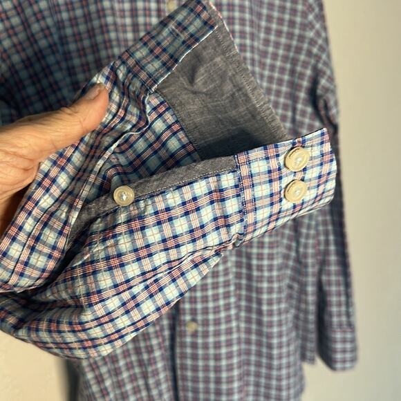 Tommy Bahama Cotton Silk Blend Button Down Shirt Men’s XXL Blue Check Plaid - Picture 3 of 7